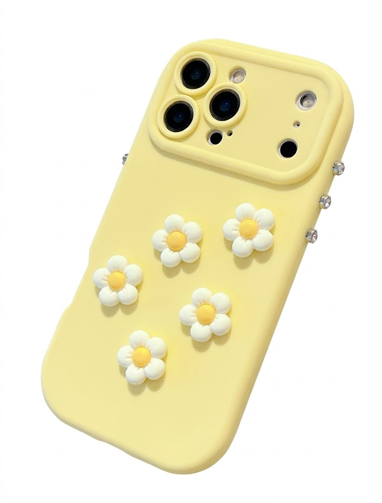 1pc Cute 3D White Daisy Flower DIY Candy Color Shockproof Phone Case